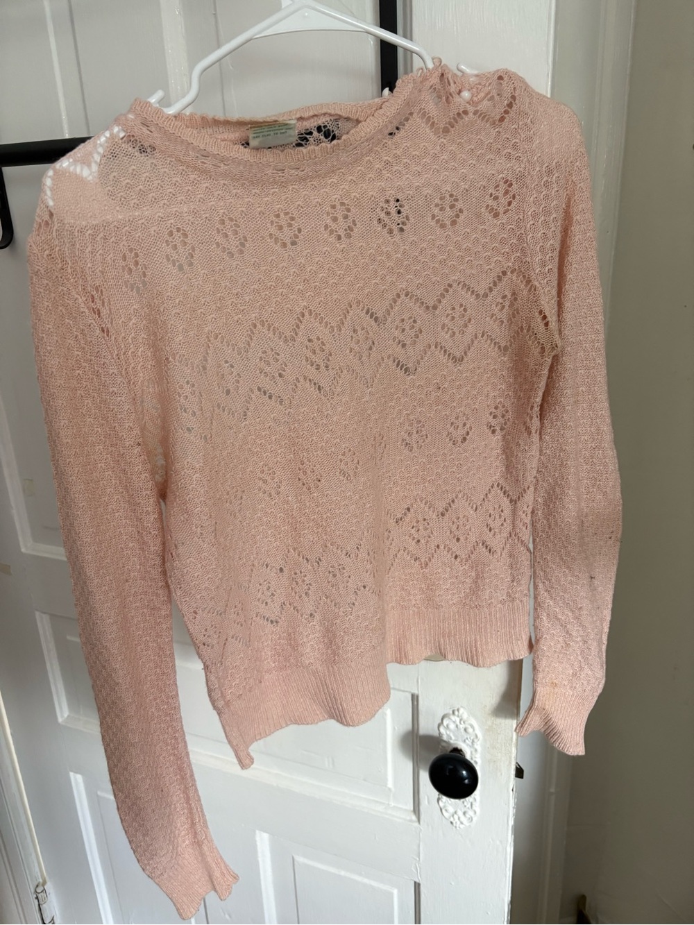 True vintage Light Pink Openwork Knit Sweater